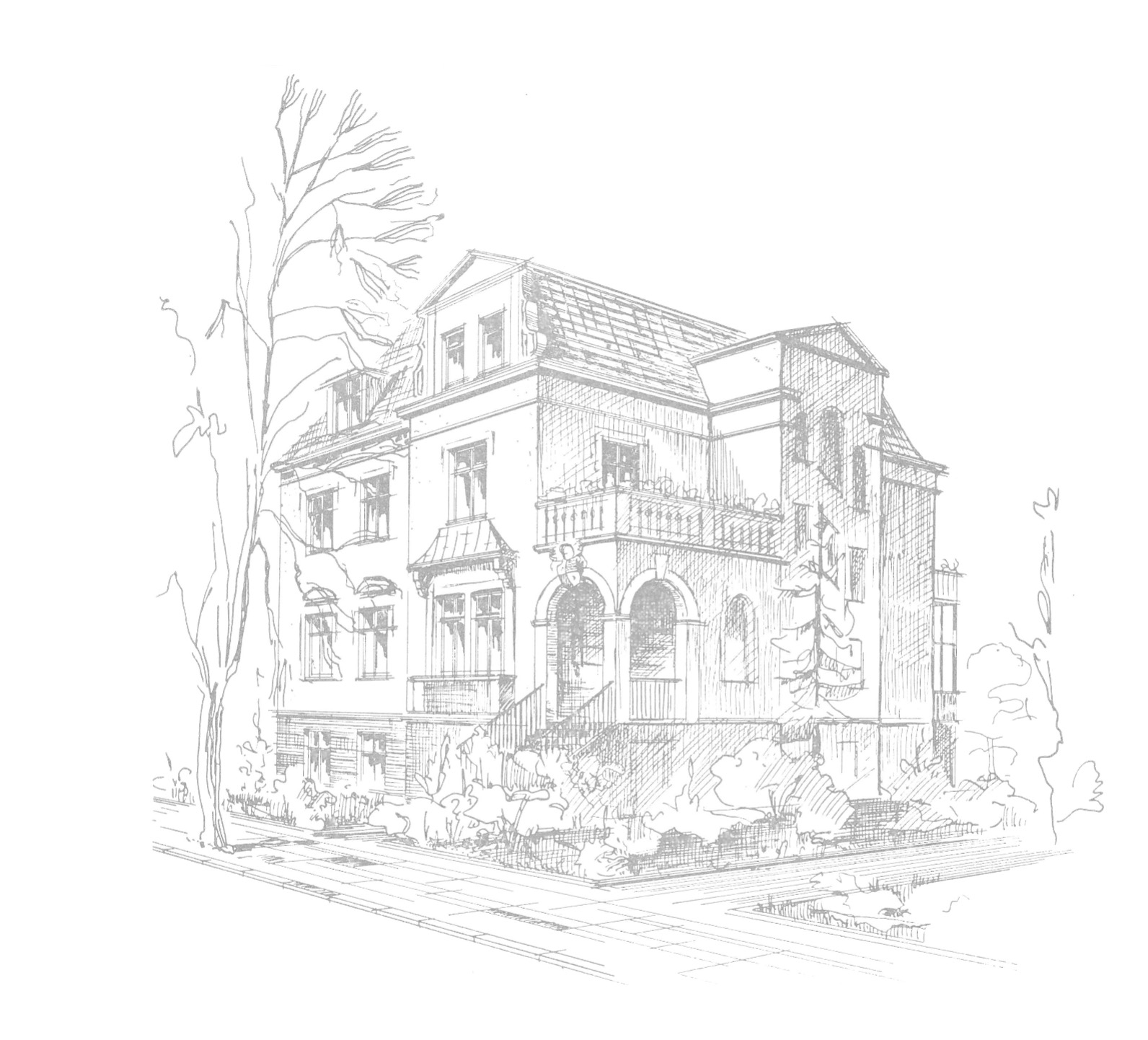 Zeichnung des Vereinsgebäudes in Berlin-Lichterfelde